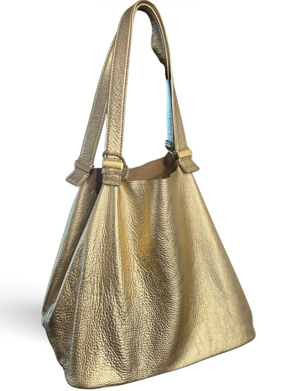 Michael Kors Metallic Gold Leather Hobo Shoulder Tote/bag